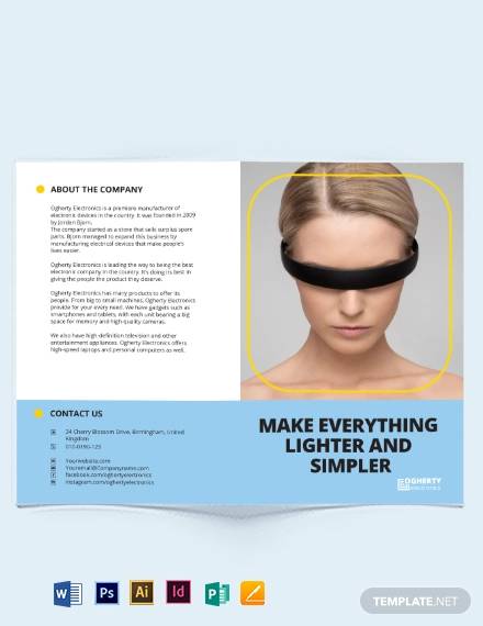 electronic product bi fold brochure template