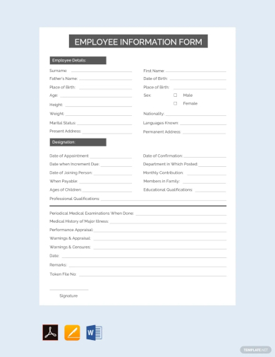 employee information form template
