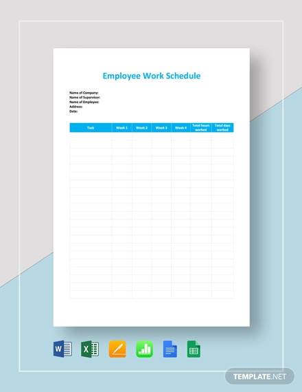 FREE 10+ Sample Employee Work Schedule Templates in PDF | MS Word