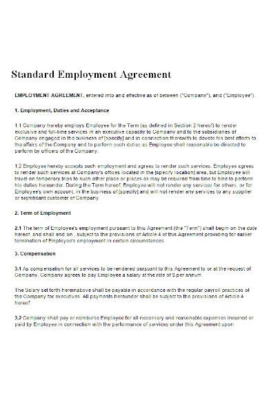 Free 19 Sample Employment Agreement Templates In Pdf Ms Word 3781