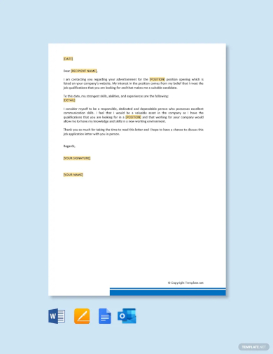 free job application letter to hr manager template
