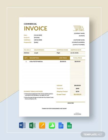 free simple commercial invoice template