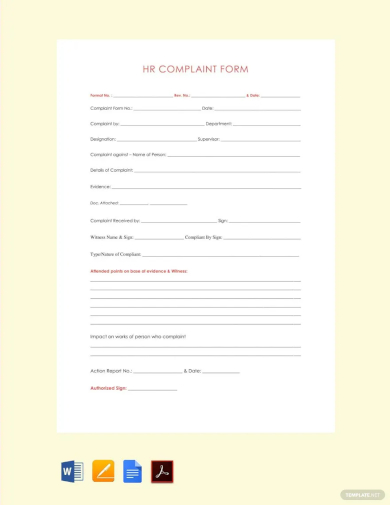 hr complaint form template