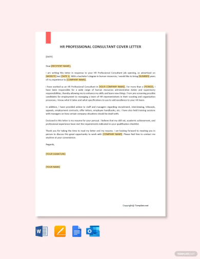 hr professional consultant cover letter template