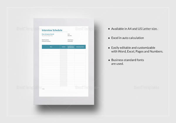 interview schedule template