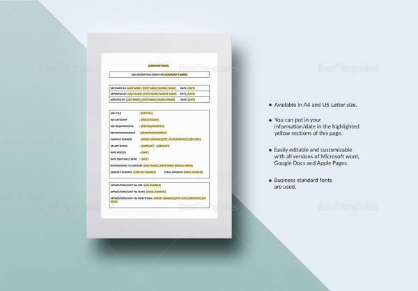 job description form template