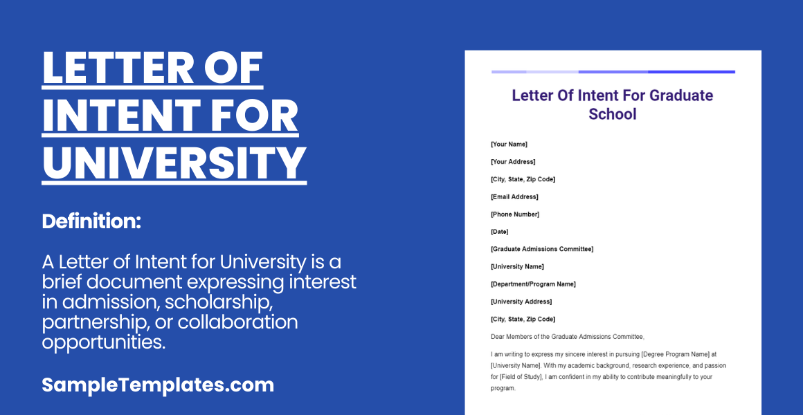letter of intent for university