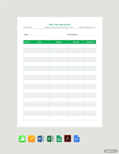 printable class list template