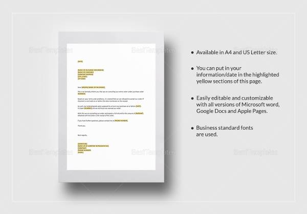 purchase order cancellation letter template
