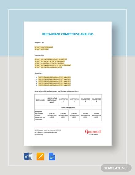 restaurant competitive analysis template