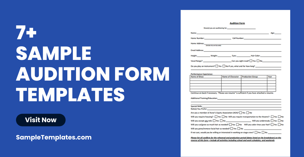 Sample Audition Form Templates