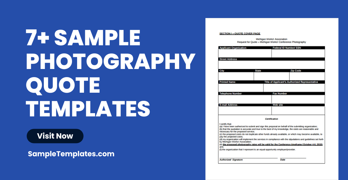 sample photography quote template