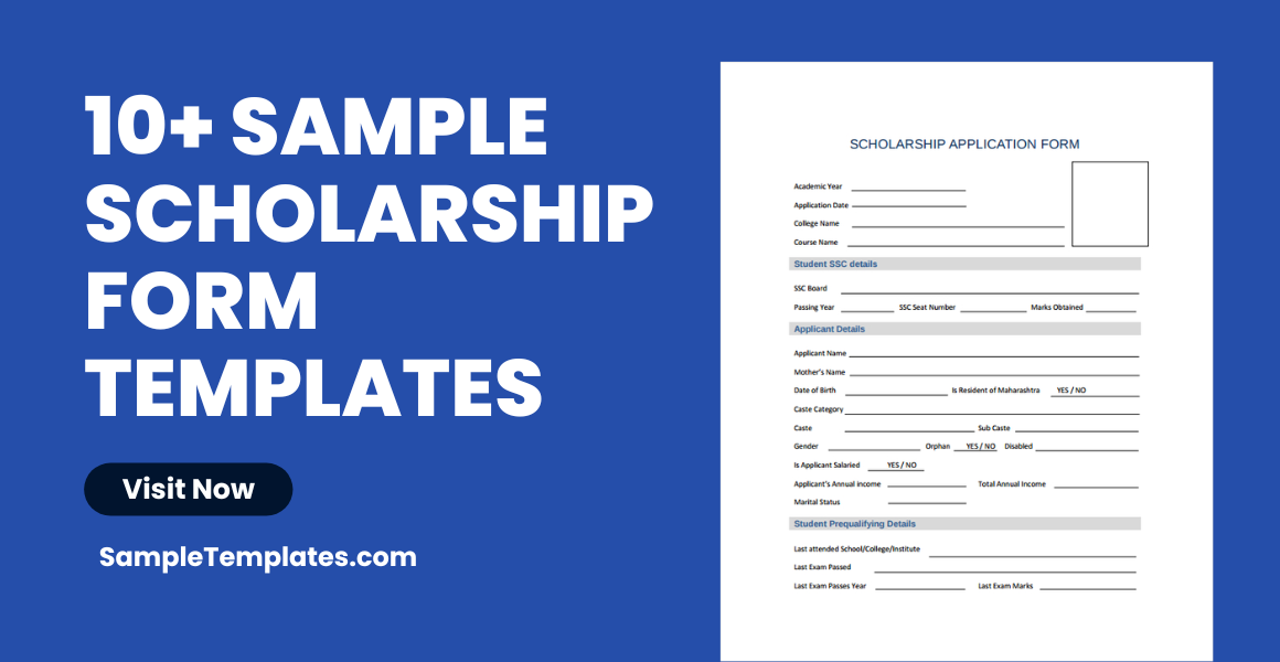 sample scholarship form templates