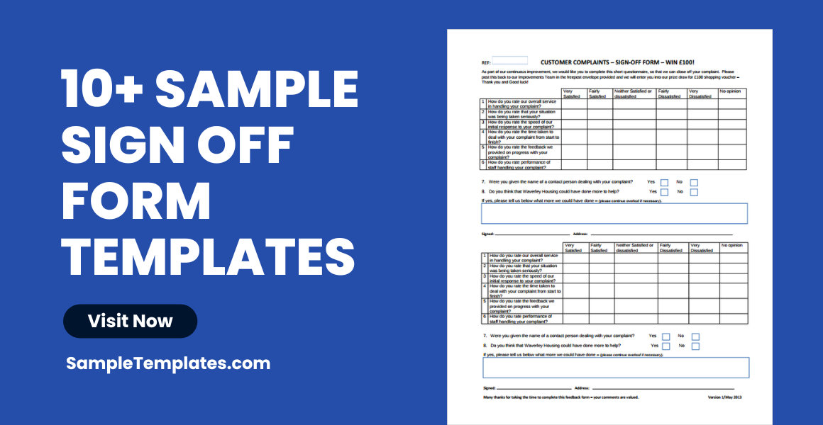 sample sign off form template