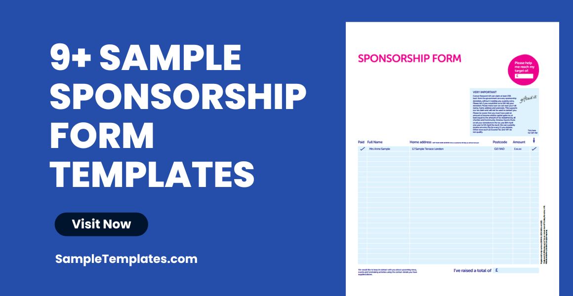sample sponsorship form template