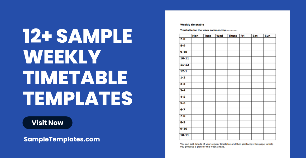 sample weekly timetable templates