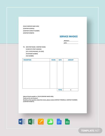 service invoice template word download free