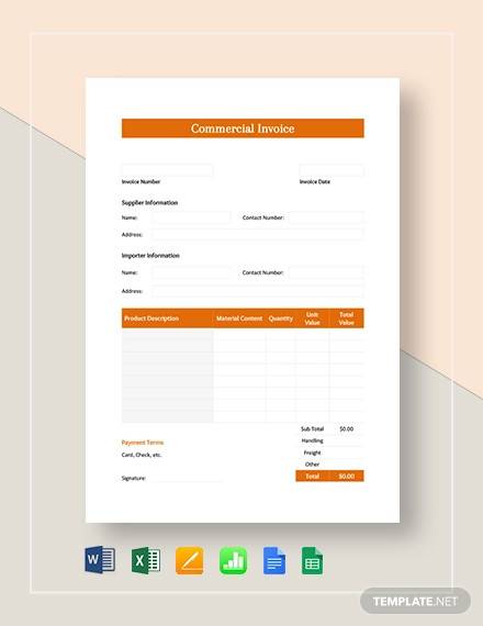 simple commercial invoice template