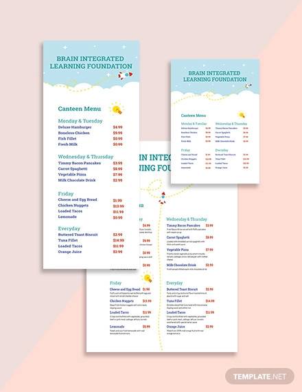 simple preschool menu template