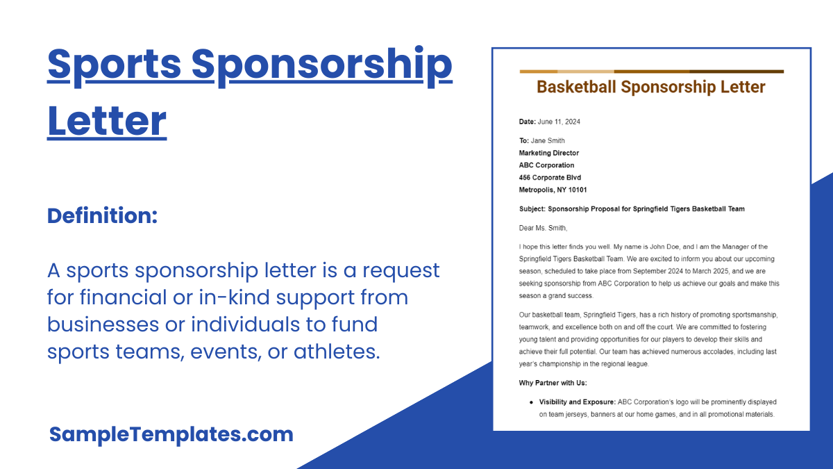 Sports Sponsorship Letter