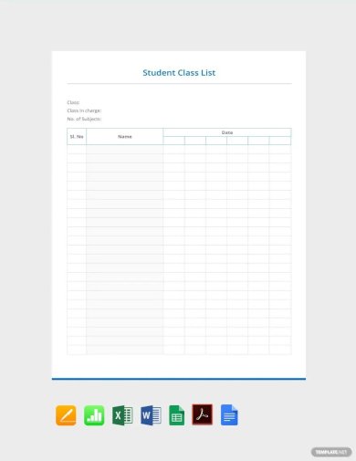 student class list template