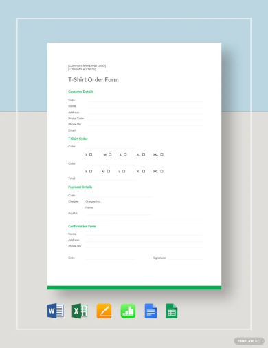 t shirt order form template