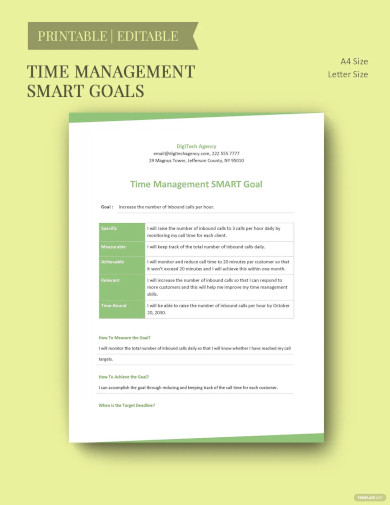 time management smart goals template