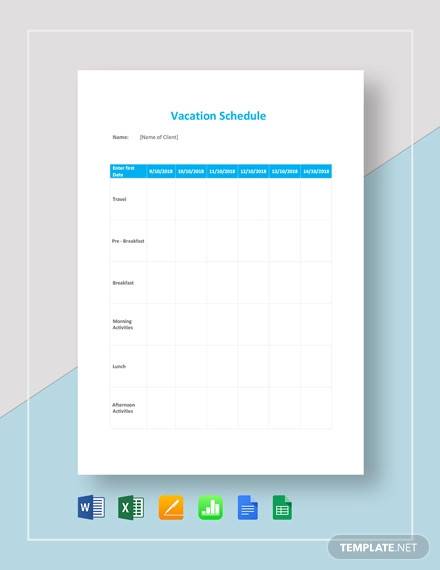 Free 9 Sample Vacation Schedule Templates In Pdf Ms Word Excel