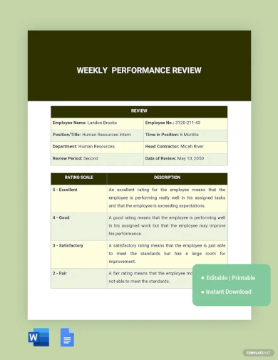 weekly performance review template