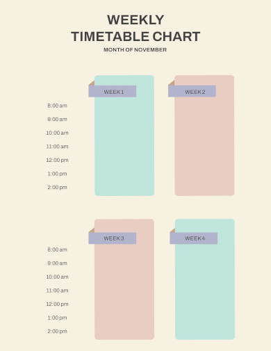 weekly timetable chart template