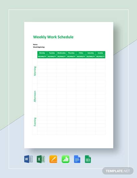 free 8 sample weekly work schedule templates in pdf ms word