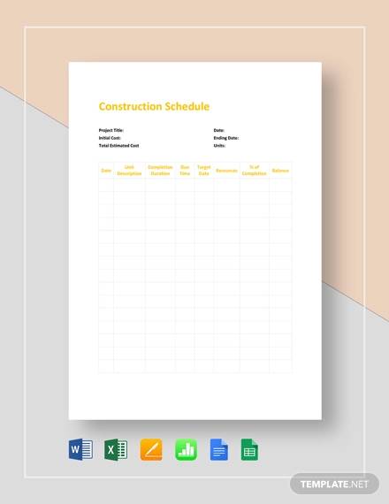 construction schedule