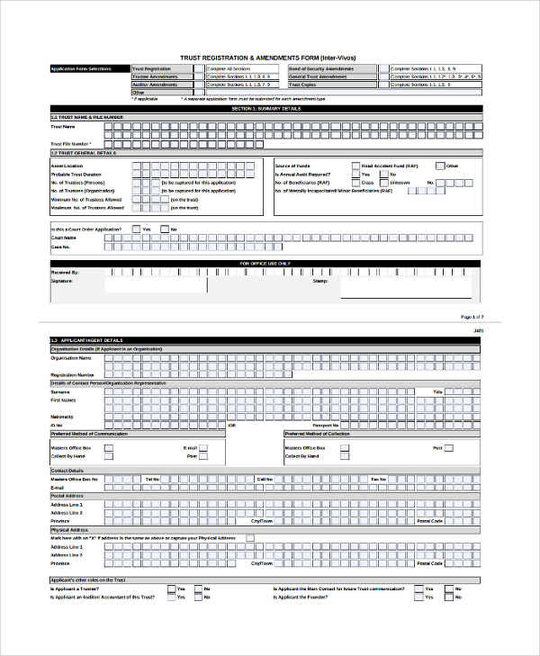 free amendment to trust form