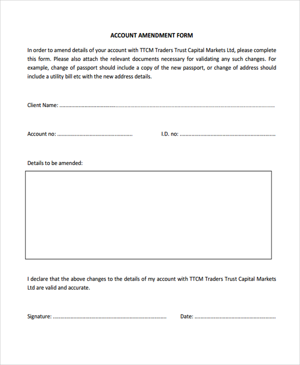 Sample Trust Amendment Form