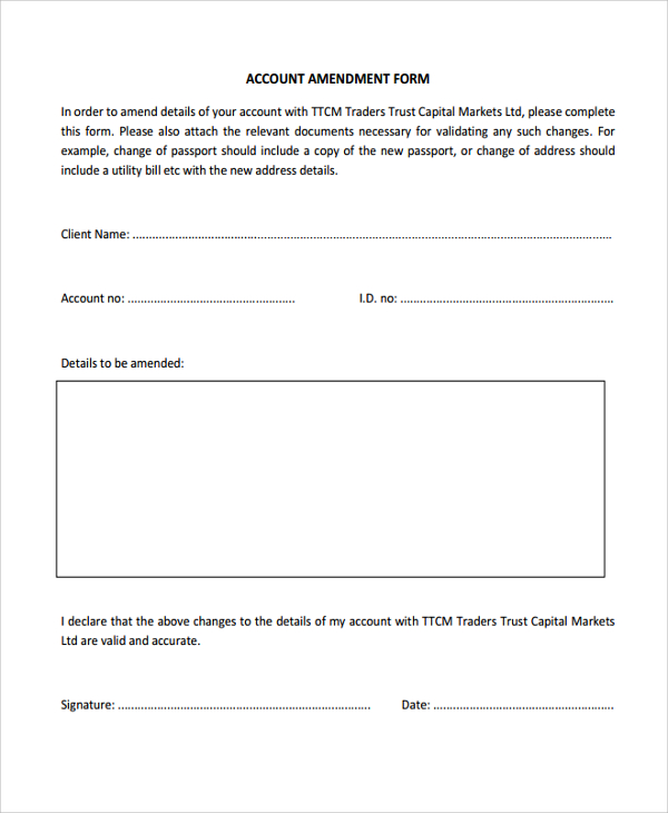 FREE 8 Trust Amendment Forms In PDF