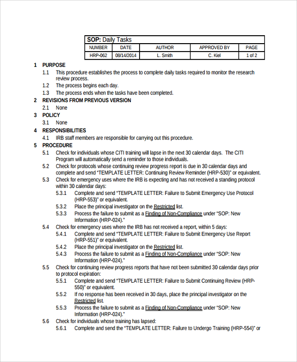 employee daily task template