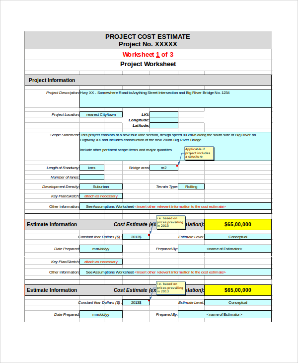 FREE 12 Sample Project Estimate Templates In Excel MS Word PDF