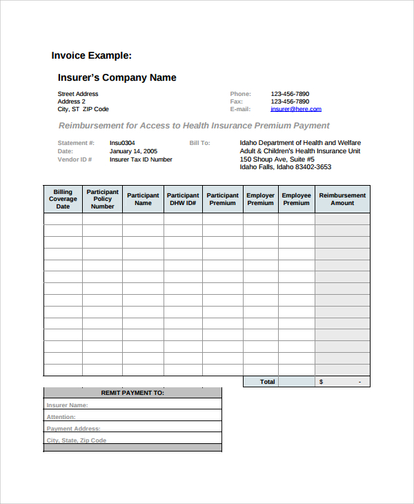 Insurance Premium Receipt Template