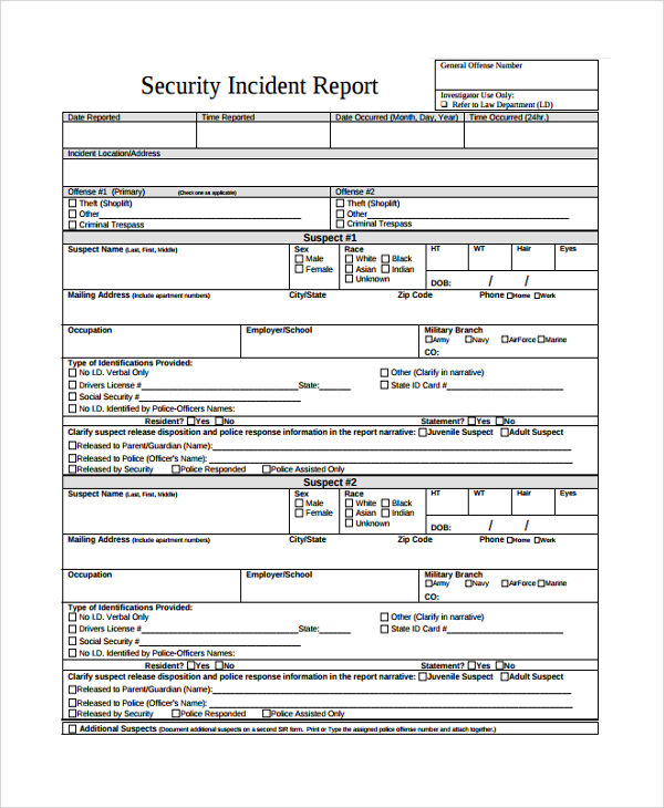 security incident reporting form