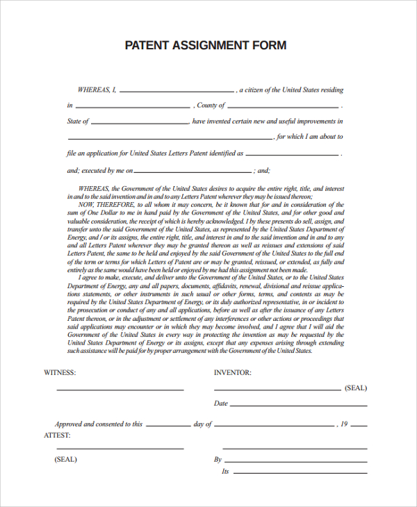 types of assignment in patent