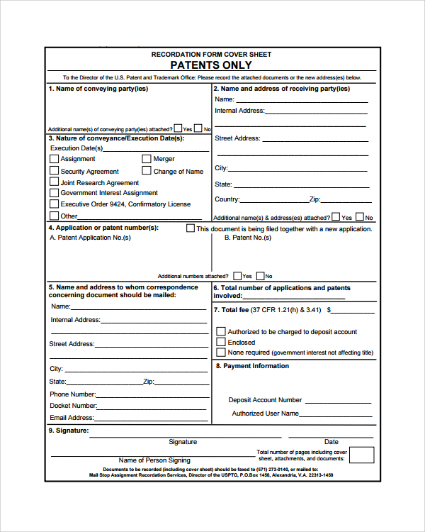 provisional patent assignment form