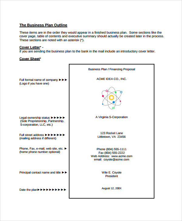 business plan proposal outline