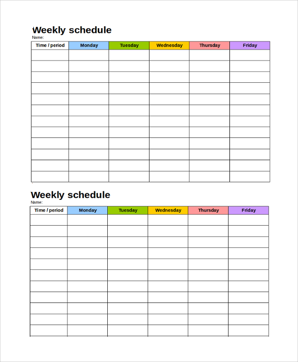 FREE 9 Sample Weekly Timetable Templates In PDF MS Word