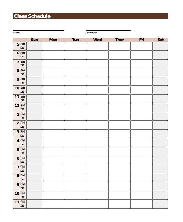 school class timetable template