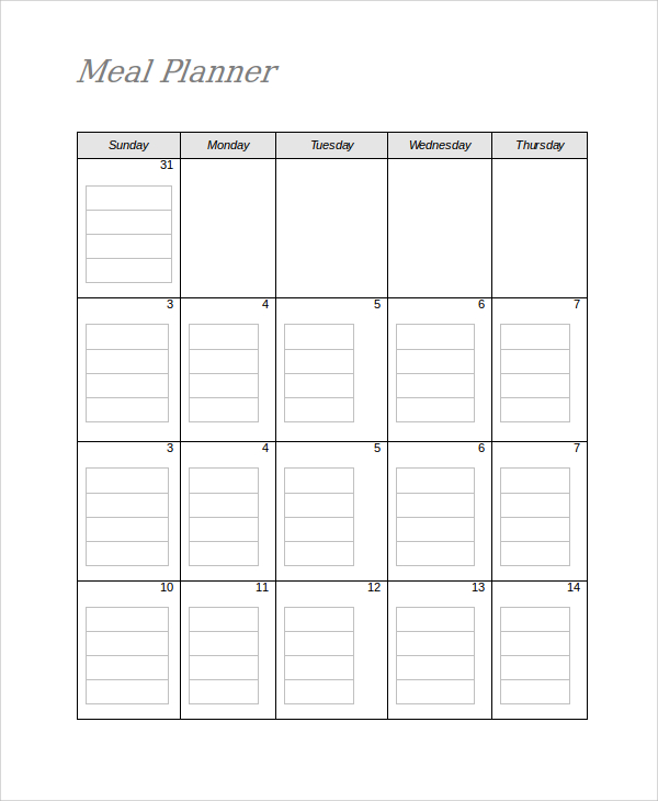 blank monthly planner template