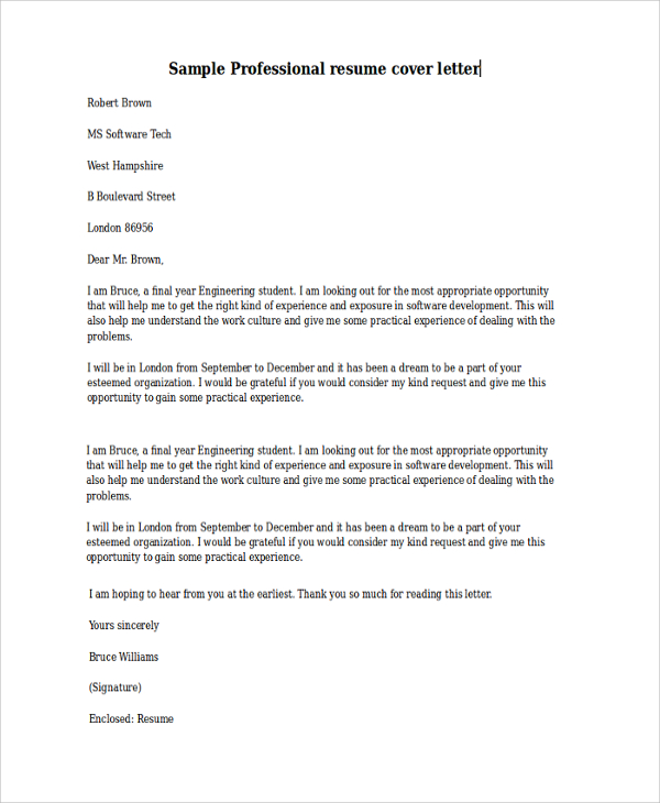 Professional cover letter template