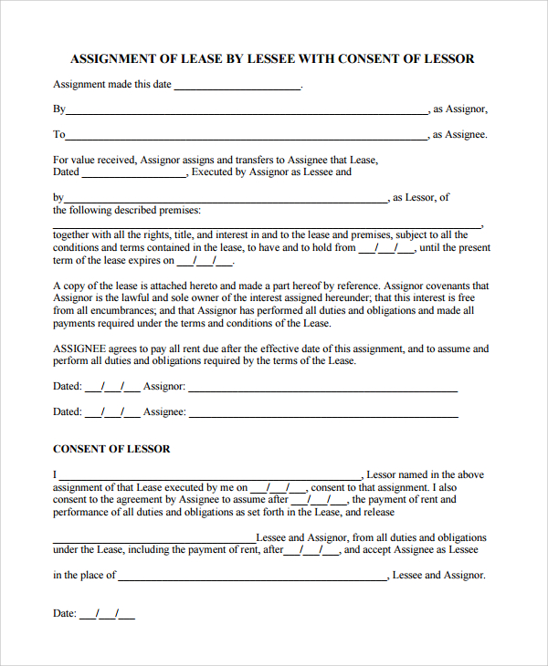 lease assignment notice