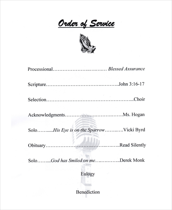 funeral service program format