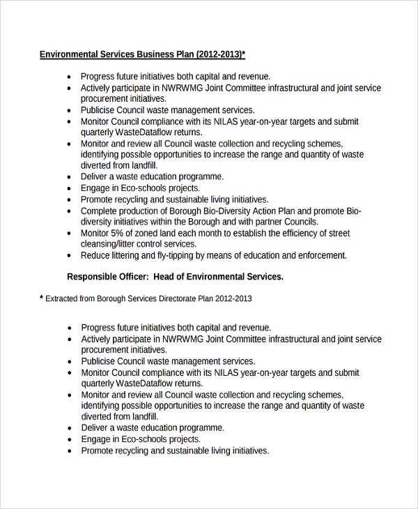 environmental service business plan