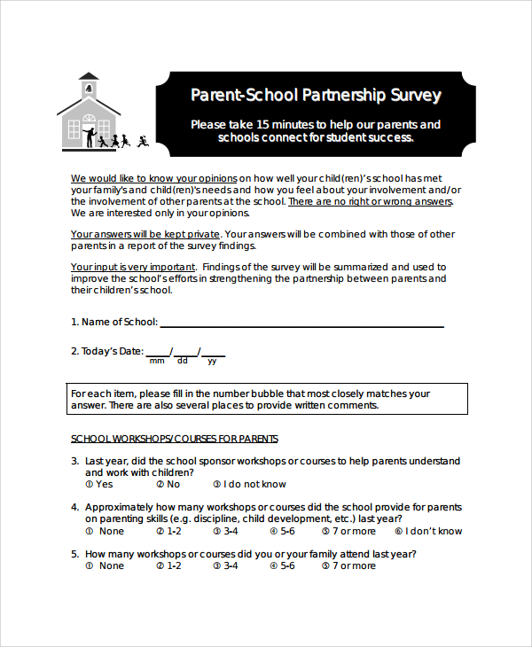 free parent survey template